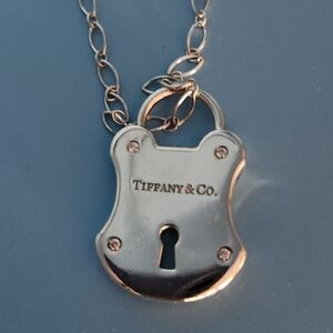 Tiffany &Co DIAMOND Arc Lock Padlock Pendant Necklace RARE